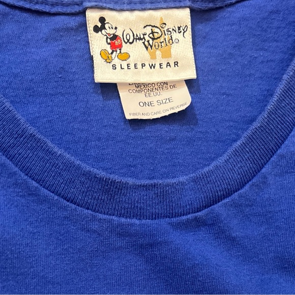 Vintage Disney World Sleepwear Mickey Fantasia Blue Sleep Shirt Adult One Size - Picture 3 of 5